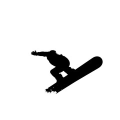 Naklejka premium Snowboarder Backside Air Against Sun Silhouette