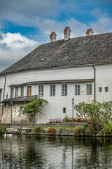 Side view of Ort Castle on the lake in Gmunden

