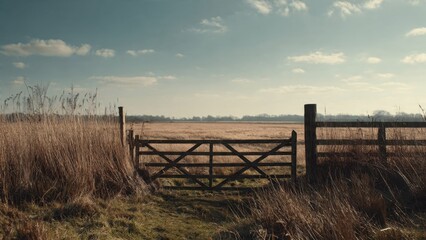 Obraz premium Wooden Gate Leading to Open Field