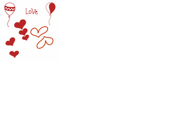 Red Hearts and Balloons Love Theme Illustration
