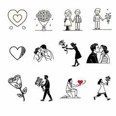 Black and White Love Theme Illustrations Collection