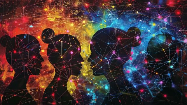Artificial intelligence social network communication concept