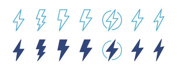 Thunder and bolt lighting flash icon set , Lightning, electric power, Energy and thunder electricity symbol concept. vector illustration  .  © Icon Atelier