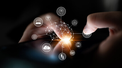 A visual of artificial intelligence network connecting AI, network, and system across a structured digital platform for seamless AI communication Latch