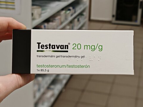 Prague,Czech Republic-14.01.2026: Testavan transdermal gel by Besins Healthcare containing testosterone used for hormone replacement therapy in adult men with confirmed testosterone deficiency