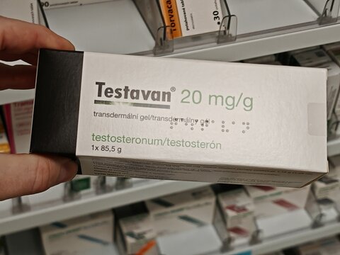 Prague,Czech Republic-14.01.2026: Testavan transdermal gel by Besins Healthcare containing testosterone used for hormone replacement therapy in adult men with confirmed testosterone deficiency