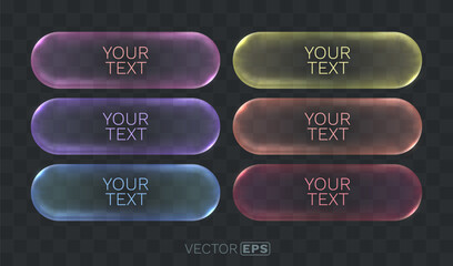 Modern Glass frame UI Buttons Set.