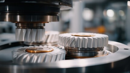 Machine components work in harmony as interlocking gears rotate together, enabling controlled movement and synchronized operation. cinematic color correction, natural uneven lighting yet gentle