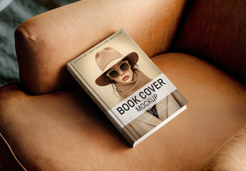 Minimal Blank Book Mockup on Cozy Armchair &ndash; Lifestyle Interior Scene