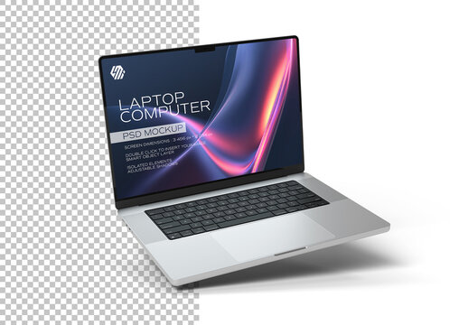 Modern Laptop Mockup Isolated on White Background