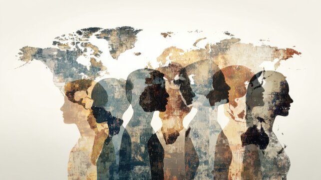Diverse global community on world map