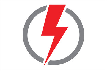 Red lightning bolt inside gray circle Vector