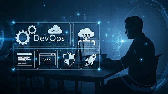 DevOps concept with a man.