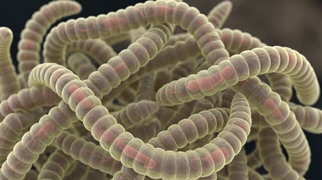 Ascaris lumbricoides parasitic worms 3D visualization