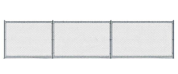 Chain Link Fence Section With Metal Posts security isolated on a transparent background
