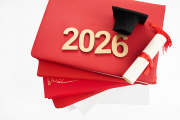 Graduation 2026 concept with diploma and books