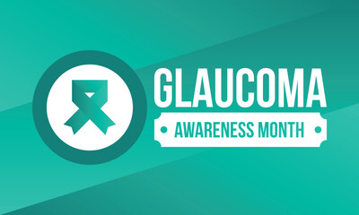Glaucoma Awareness Month. Celebrate annual in January. Vision problems. Save your eyes. Prevention and protection. Green ribbon. Medical healthcare concept. Poster, banner and background. Vector
