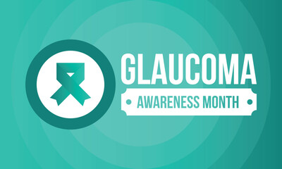 Glaucoma Awareness Month. Celebrate annual in January. Vision problems. Save your eyes. Prevention and protection. Green ribbon. Medical healthcare concept. Poster, banner and background. Vector
