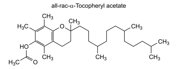 Obraz premium all-rac-α-Tocopheryl acetate, chemical structure of all-rac-α-Tocopheryl acetate, drug substance