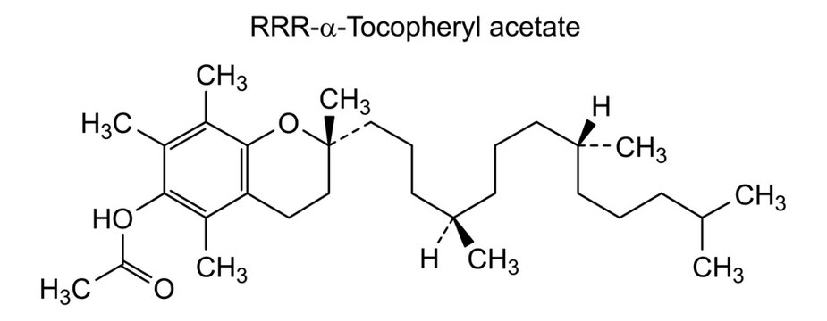 RRR-&alpha;-Tocopheryl acetate, chemical structure of RRR-&alpha;-Tocopheryl acetate, drug substance
