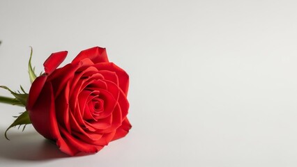 Fototapeta premium Vibrant Red Rose on White Background for Commercial Use