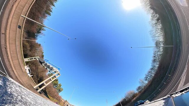 Car Drive on British Streets and Roads of England Great Britain During Clear and Sunny Day. Car Roof Mounted 360 Degree Ultra Wide and Unique Angle Camera Footage Was Captured on 3rd January, 2026