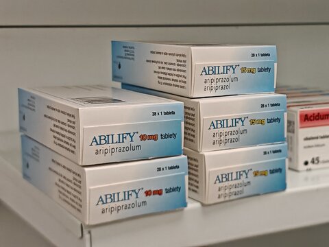 Prague,Czech Republic-23.01.2026: Abilify antipsychotic medicine containing active substance aripiprazole, produced by Otsuka and Bristol Myers Squibb, used as oral tablet or injection for treatment 
