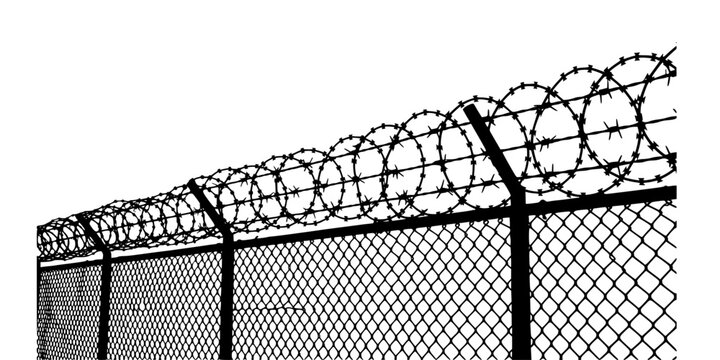 High Security Barbed Wire Fence Silhouette
