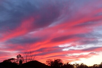 Red fiery sunset background in North Florida nature