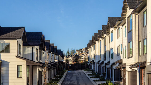Polygon Ridgewood residential area and the cloud of sea from Burke Mountain, Coquitlam, BC Canada