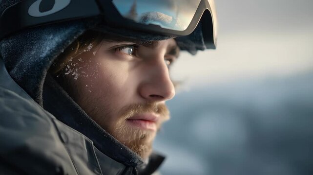  Close-up of a Man Wearing Ski Goggles 