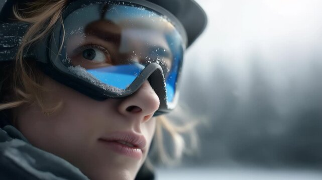  Close-up of a Man Wearing Ski Goggles 