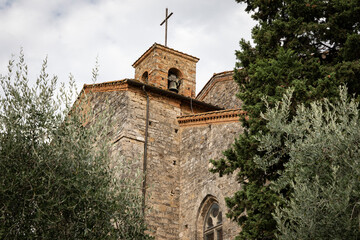 Naklejka premium Basilica of San Lucchese, municipality of Poggibonsi, province of Siena, Tuscany, Italy