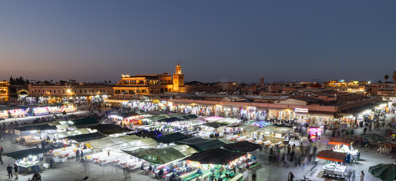 Jemma el Fnaa or Djemma el Fna famous square in Marrakesh, Morocco