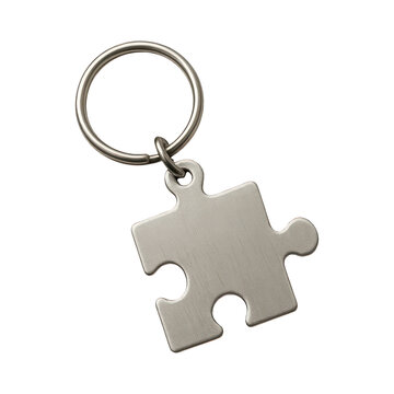 PNG Metal puzzle piece keychain.