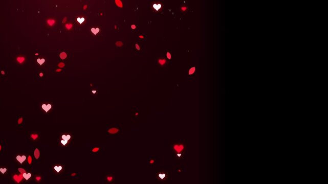 Deep Red Heart Particles Falling Romantic Love Background Animation Copy space