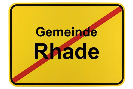 Illustration eines Ortsschildes der Gemeinde Rhade in Niedersachsen	