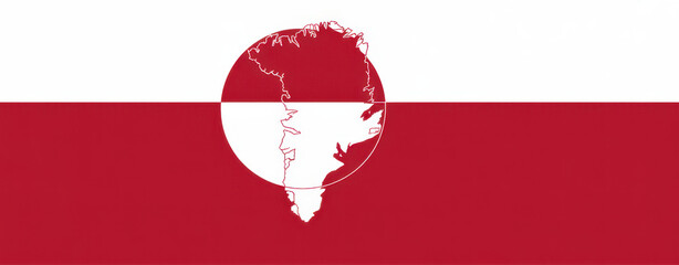abstract flag background of Greenland, simplified symbol shape of the map of Greenland 
