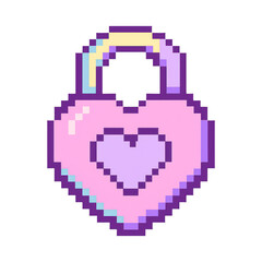 Obraz premium PNG Pixelated heart-shaped padlock illustration.