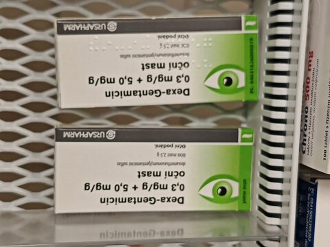 Prague,Czech Republic-14.01.2026: Dexa Gentamicin eye drops combining dexamethasone and gentamicin, used for treatment of bacterial eye infections with inflammatory component, administered as topical 
