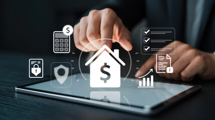 Fototapeta premium Real estate management integrates financial planning, loan evaluation, and investment analysis to enhance property value, business performance, and strategic decision-making. Parse