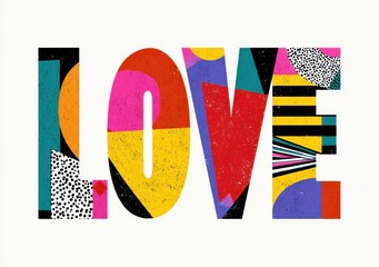 Fototapeta premium Colorful geometric abstract typography spells the word love boldly