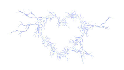Abstract heart shape with branches isolated on transparent background