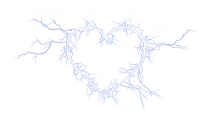 Abstract heart shape with branches isolated on transparent background