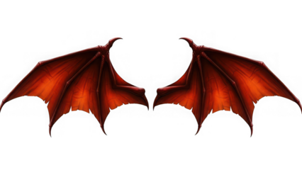 Red bat wings on a transparent background isolated