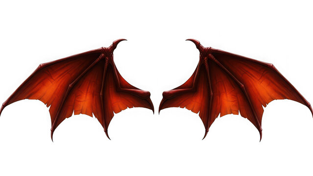 Red bat wings on a transparent background isolated