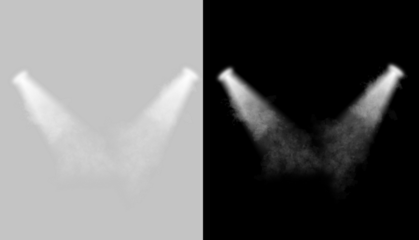 Stage illuminated by spotlights. Empty scene with spot of light on floor. realistic theater or club interior with beams of lamps, smoke and glowing particles