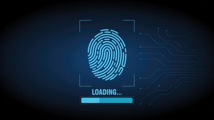 Biometric authentication loading screen with fingerprint scan