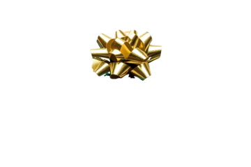 green gift box wrapped with gold bow and ribbon isolated on white background