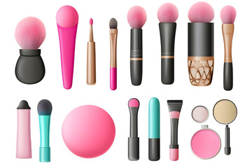 Beauty blender sponge set makeup tools isolated on white background